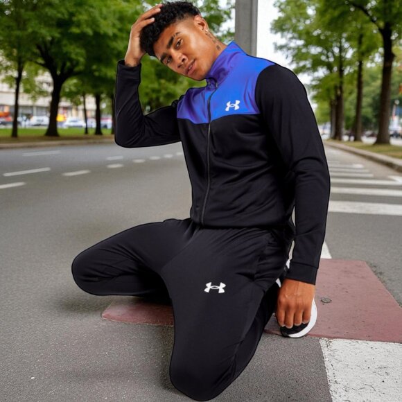 Under Armour Tracksuit Mens Size S / Fits Youth XL-XXL Game Royal/Black Outfit - Picture 3 of 14
